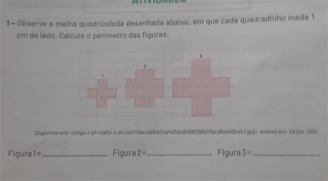 Solved 1 Observe A Malha Quadriculada Desenhada Abaixo Em Que Cada