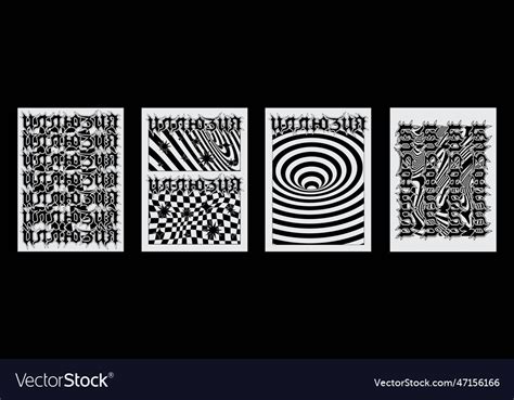 Collection of gothic scary posters optical Vector Image