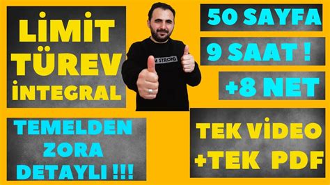 Limit Türev İntegral TAMAMI TEK VİDEO ÜCRETSİZ TEK PDF Konu Anlatımı