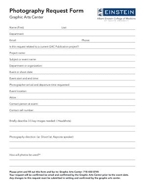 Fillable Online Einstein Yu Photography Request Form Albert Einstein