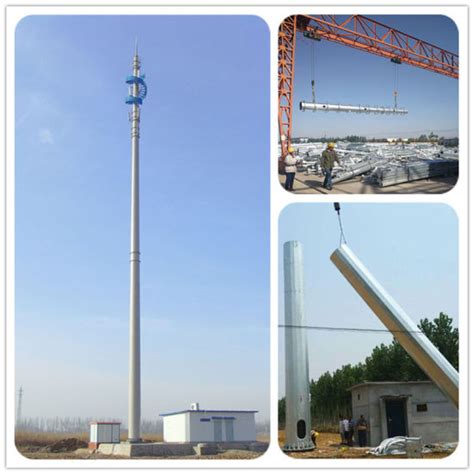 China 40m Galvanized Steel Monopole Mast Communication Tower China