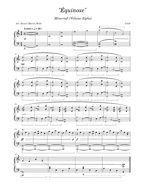 Équinoxe C418 Équinoxe Minecraft Volume Alpha Sheet Music For Piano Solo