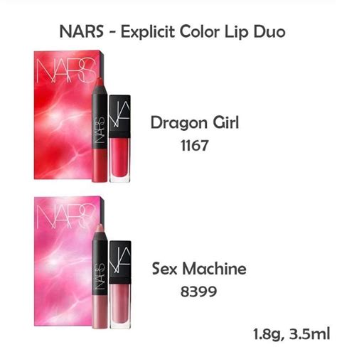Nars Explicit Color Lip Duo Limited Edition Dragon Girl Sex Machine Beauty Personal