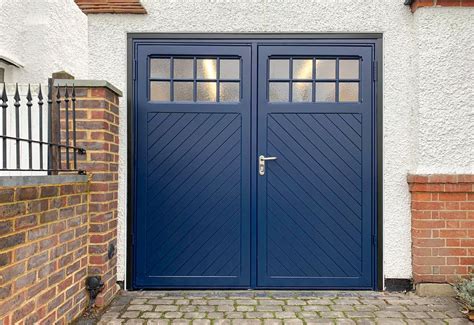 Garador Ashton Side Hinged Garage Doors Finished In Steel Blue