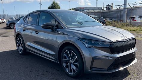 New Skoda Enyaq Kwh Sport Line Plus Coupe Graphite Grey Youtube