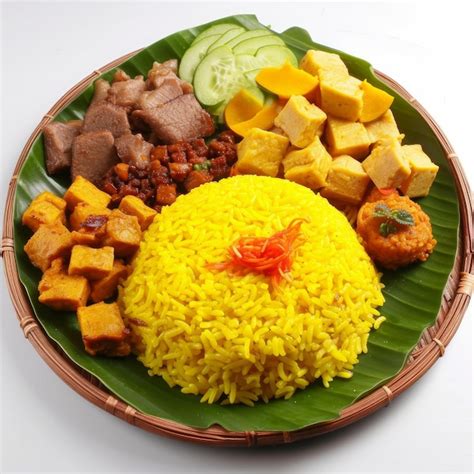 Premium Photo Nasi Kuning Indonesian Yellow Rice Cooked With Coconut Milk And Turmeric Usually