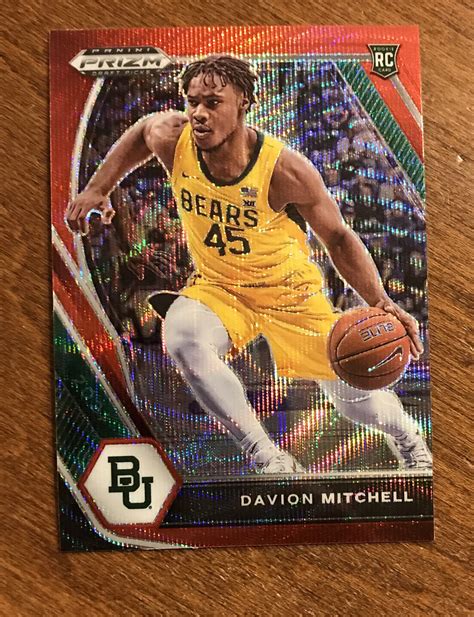 Davion Mitchell 2021 Prizm Draft Picks Red Wave Rookie 13 Baylor Kings