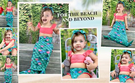 Amazon Baby Girl Mermaid Swimsuit Bathing Suits Bikini Set With Headband Clothing Shoes
