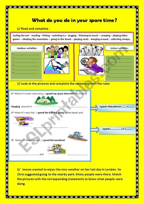 What Do You Do In Your Spare Time Esl Worksheet By Zohra Bousnina