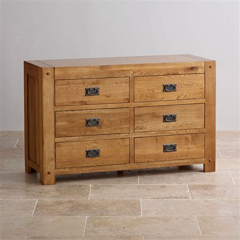 Quercus Rustic Solid Oak Drawer Chest In Oak Furniture Land