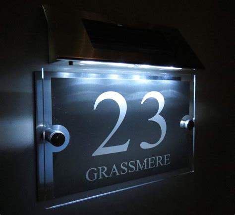 Personalised Modern Stainless Steel Solar Light Led House Number