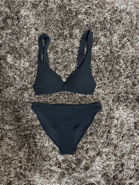 H M Black Bikini Set Women S Fashion Swimwear Bikinis Swimsuits On Carousell