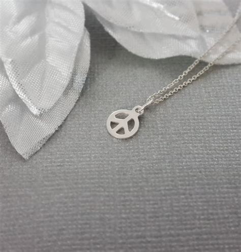 Peace Sign Sterling Silver Peace Necklace Etsy