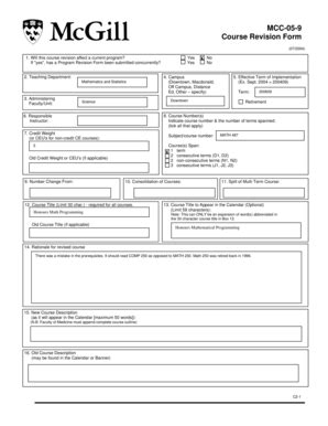 Fillable Online Mcgill Revised Course Proposal Form Mcgill Fax Email