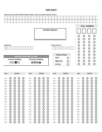 Free 10 Omr Sheet Samples And Templates