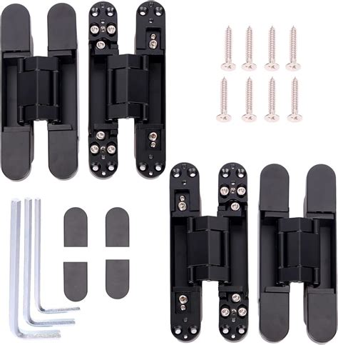 Pack Inch Black Invisible Door Hinges Heavy Duty Zinc Alloy Hidden