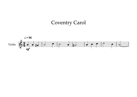 Coventry Carol Violin Arr Digital Book Music Sheet Music Traditional Violin Solo