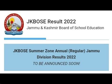 Jkbose 12th Class Annual Regular Summer Zone Jammu Division Result 2022