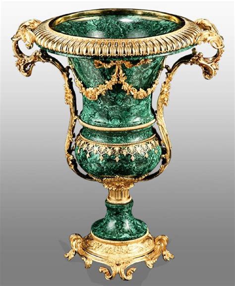 CPBlack Luxus Barock Malachit Vase Grün Gold Prunkvolle Exklusive