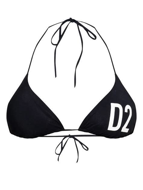Dsquared Maxi Logo Triangle Bikini Top Black Farfetch