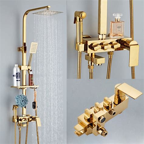 Cimi Luxury Gold Shower In Shower Set With Sprayer Bathroom Water Tap Faucet Cold Hot