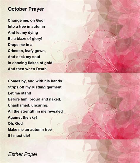 October Prayer - October Prayer Poem by Esther Popel