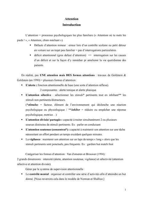 CM1 Notes De Cours 1 1 Attention Introduction Lattention