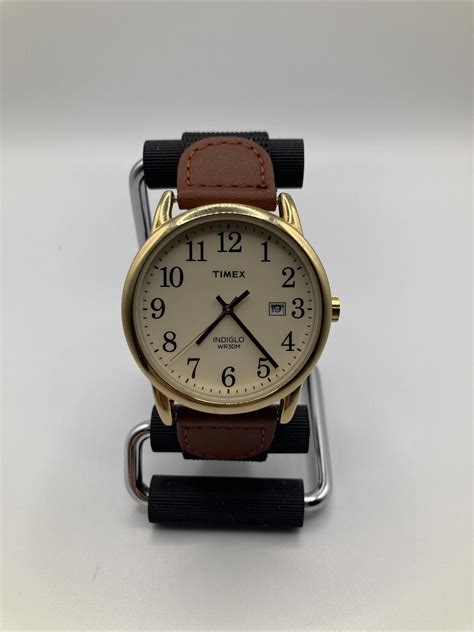 Timex Easy Reader Cream 38mm Watch TW2P75800 Gold Tone Brown Band Date