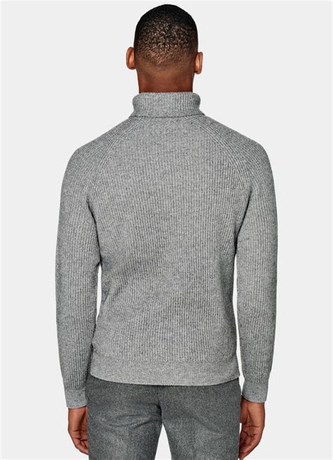 Grey Turtleneck In Merino Wool Mongolian Cashmere SUITSUPPLY NL