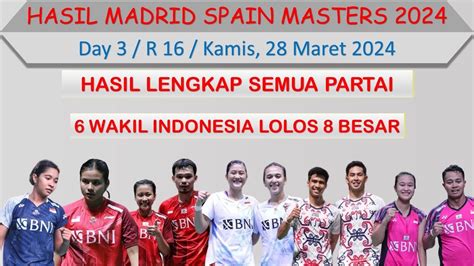 Hasil Madrid Spain Masters 2024 Hari Ini Day 3 R 16 6 Wakil