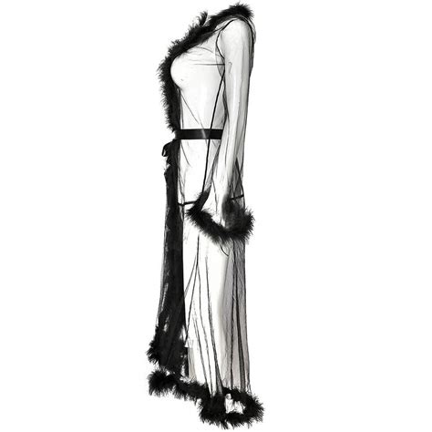 Feather Nightgown Transparent Robe Tulle Lady Sexy Lingerie Nightgown Long Skirt Ebay