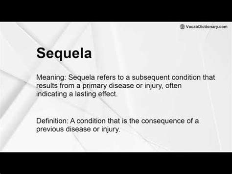 O Que Significa Sequela - Sequela Meaning - YouTube