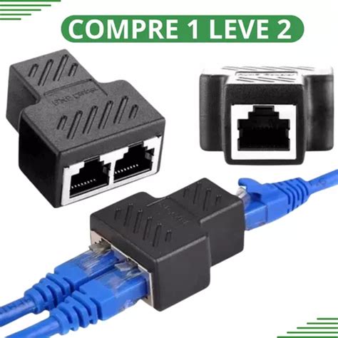 Kit 2 Duplicador Saída Cabo Rede Rj45 Emenda Internet Fêmea