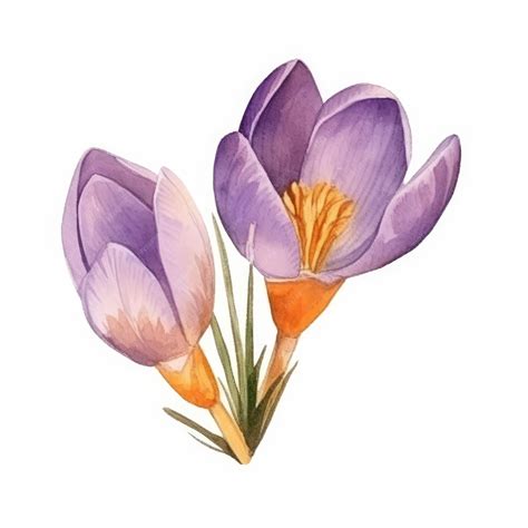 Premium AI Image | Painting of crocus on isolate white background ...