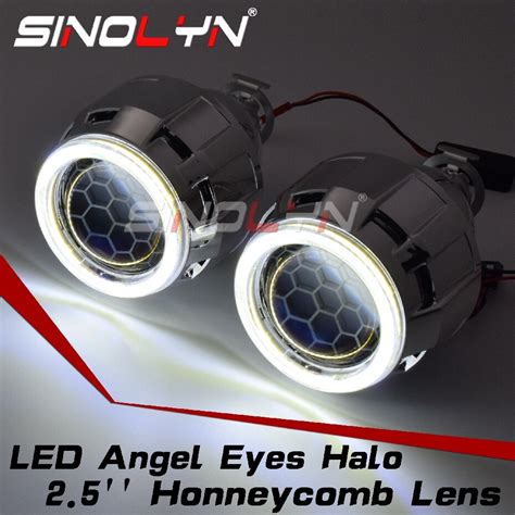 Sinolyn Bixenon Honeycomb Projector Lens Angel Eyes Cob Led Halo