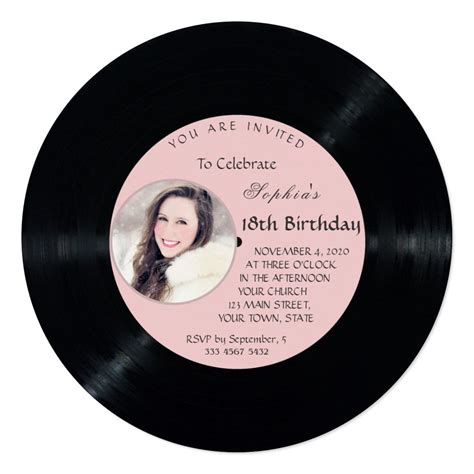 Retro Vinyl Record Photo Birthday Invitation Photo Birthday Invitations Vinyl Records