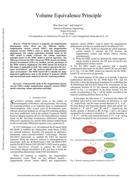 PDF Volume Equivalence Principle