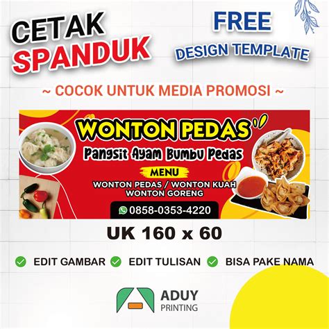 Banner Spanduk Wonton Pedas Viral Uk X Bisa Request Tulisan