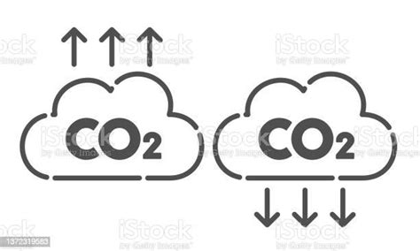 Ilustración De Ilustración De Imagen De Emisión Y Absorción De Dióxido De Carbono Icono