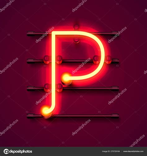 Letra De Fuente Neon P Letrero De Dise O De Arte Stock Vector By