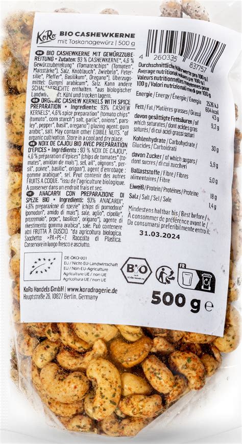 Koro Bio Cashewkerne Mit Toskanagew Rz Von Rossmann F R Ansehen