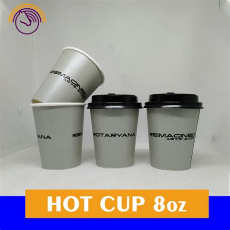 Jual Custom Paper Hot Cup Gelas Kertas Minuman Panas Tutup 8oz 240ml Tanpa Tutup