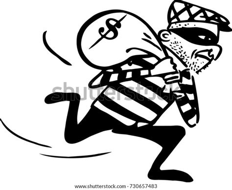 Vector Graphics Running Thief Vintage Look Stock Vector Royalty Free