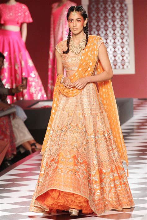 Anita Dongre Orange Embroidered Lehenga Set