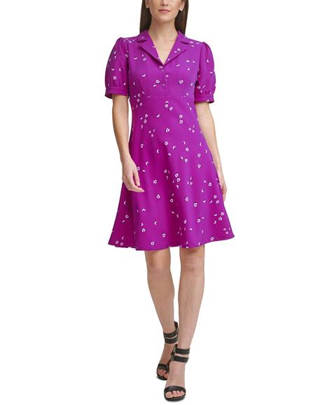 Dkny Printed Fit And Flare Dress Macys