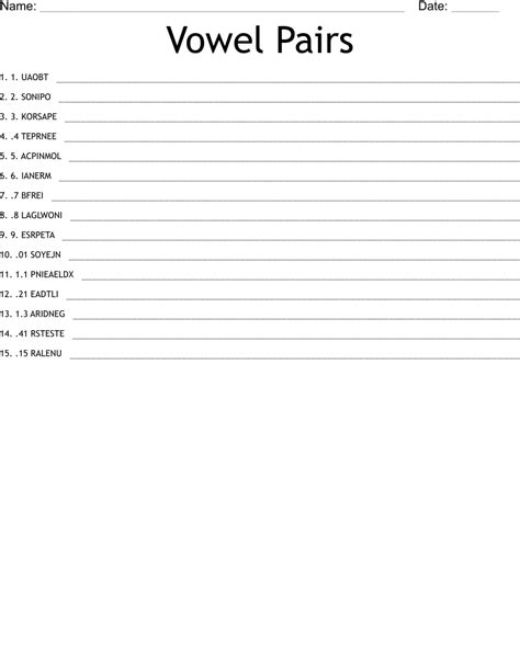 Vowel Pairs Word Scramble Wordmint