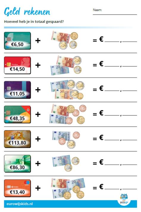 Geld Rekenen Voor In De Klas Onderwijs Geld Geld Werkbladen Geld