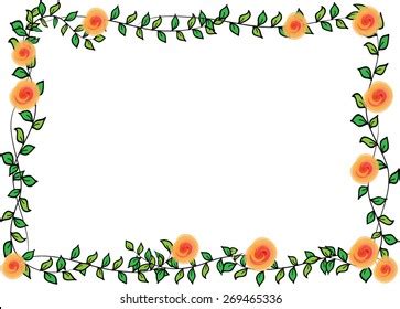 Orange Rose Leaf Border Stock Vector (Royalty Free) 269465201