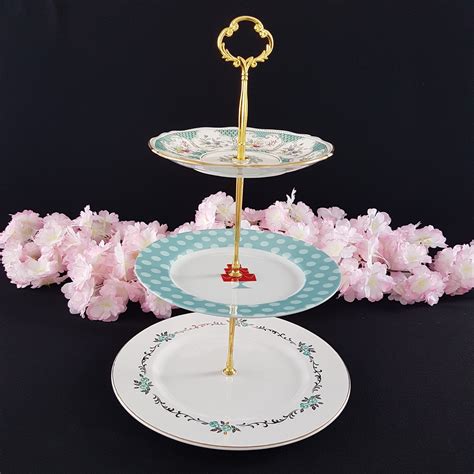 Tier Cake Stand Mismatched Blue Plates Cake Boss Bone China