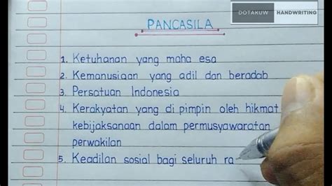 Menulis Rapi Dan Bagus Seperti Huruf Cetak Teks Pancasila Dasar